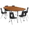 Flash Furniture Mobile 76" Oval Wave Oak Table Set-16" Chairs XU-GRP-16CH-A3048CON-48-OAK-T-A-CAS-GG - alternate 6